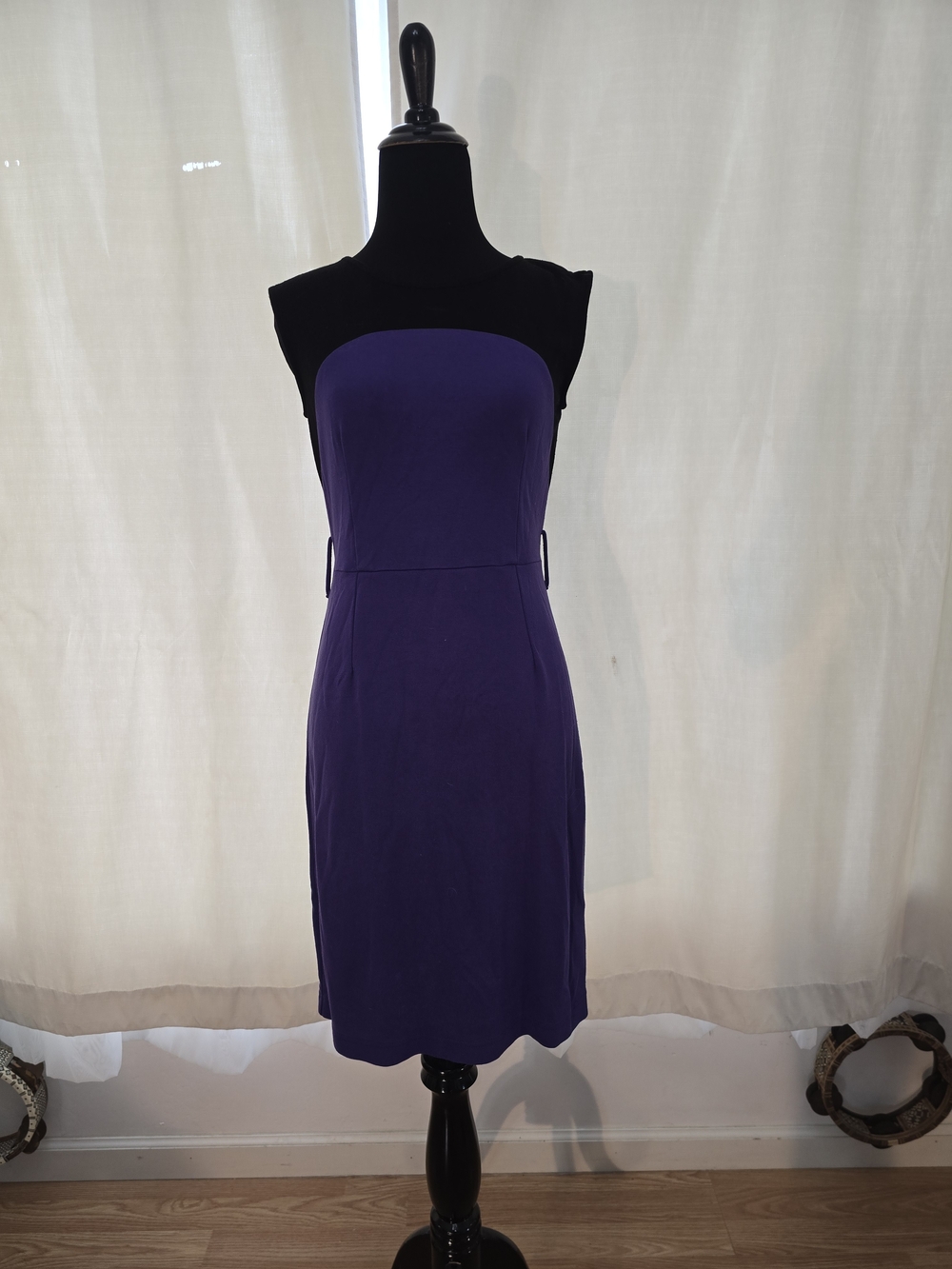 VENUS Purple Sheath Dress with Black Shoulders Small